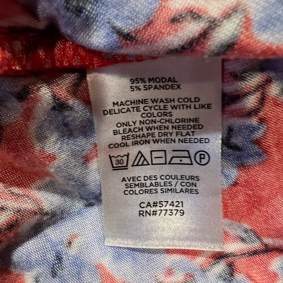 ANN TAYLOR Tops and Blouses Floral Shawl Collar Wrap Top Vermillion Kiss XSP - Picture 5 of 6